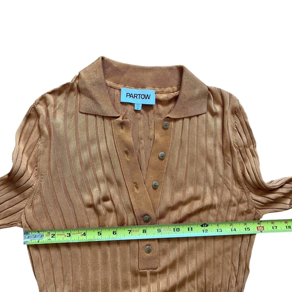 PARTOW Ribbed Knit Polo Shirt Set Brown Pink XS Made in Italy - Picture 16 of 16